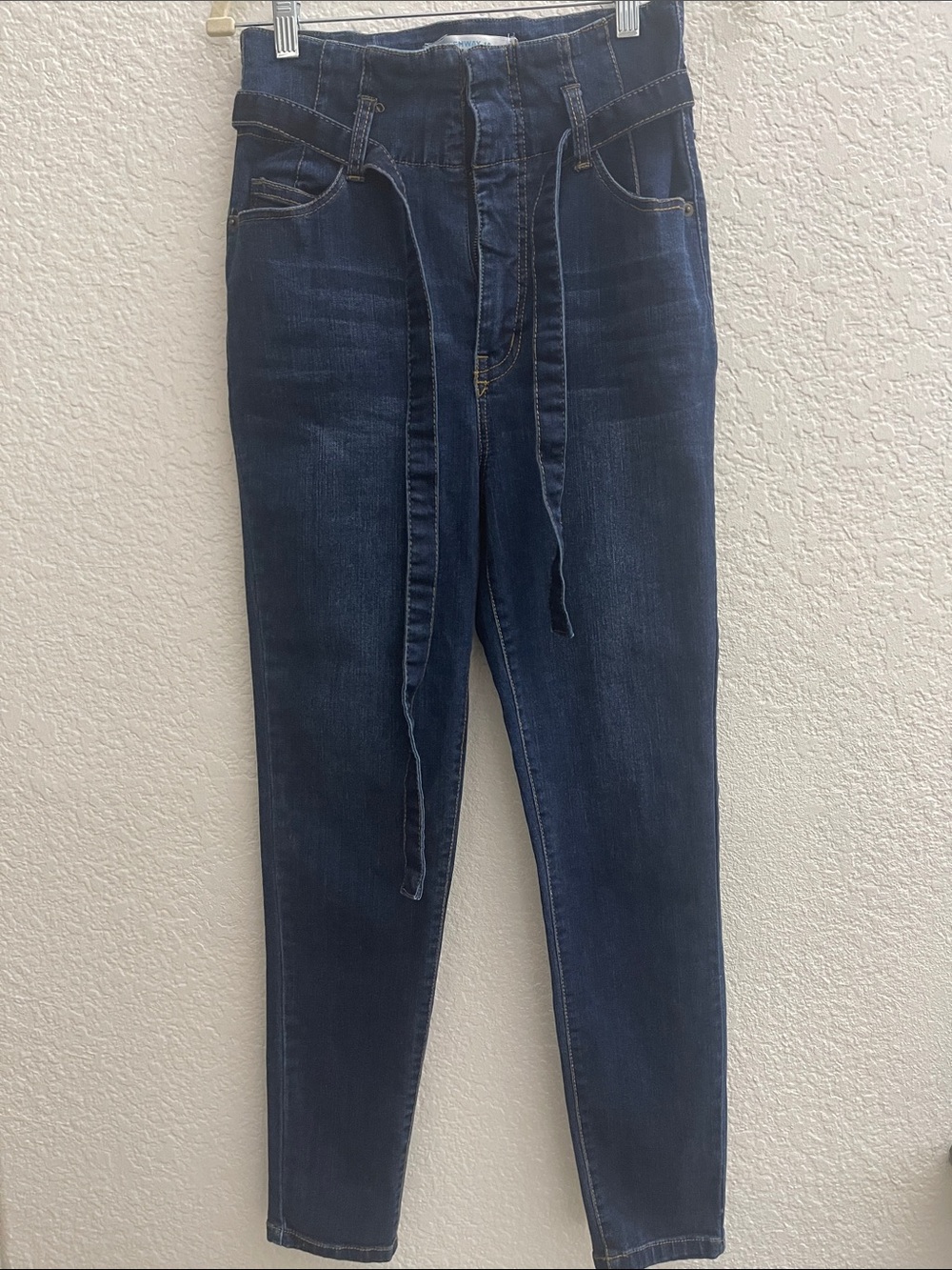 Highway Jeans Dark Blue High-Rise Paperbag Jeans with Self-Tie